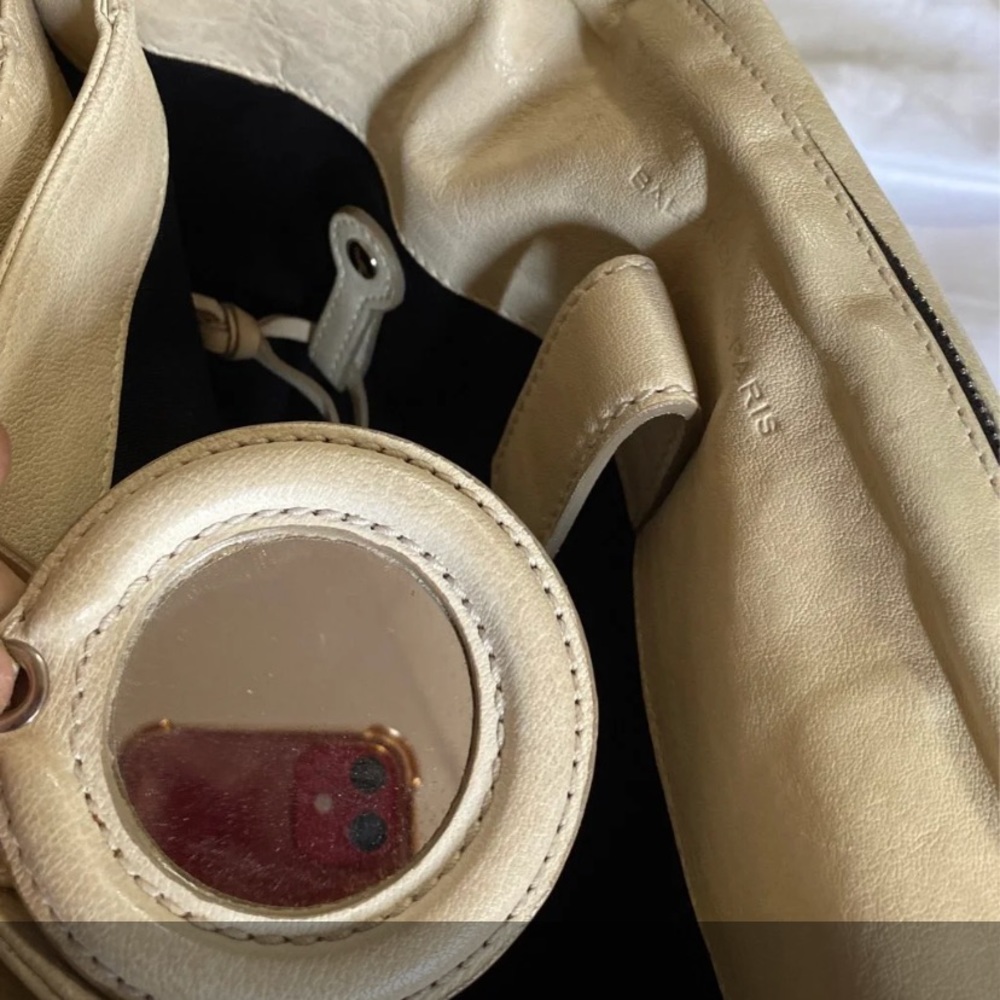 Vintage Balenciaga Cream/Tan Leather Clutch - Picture 7 of 9